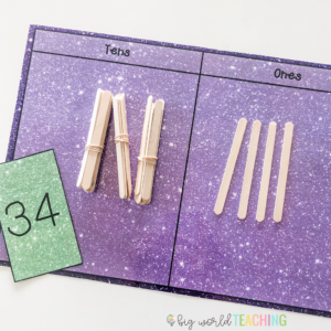 Teaching Place Value to little learners CAN be fun and engaging! In this blog post I share 5 engaging and differentiated activities for teaching 2 digit place value! These activities are hands on and are designed using bundling or popsicle sticks! It is perfect for Kindergarten, Prep, Foundation or Grade 1.  From place value mats, matching games, build it cards and no prep worksheets - this post has it all!